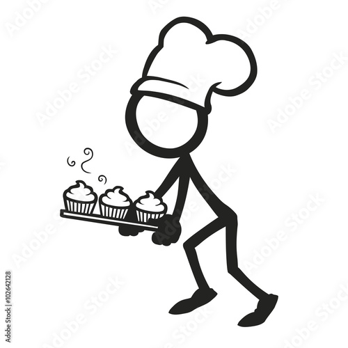 Stick Figure Cooking Hot Cupcakes