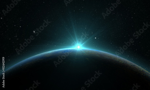Fototapeta Naklejka Na Ścianę i Meble -  planet mercury with sunrise on the space background 