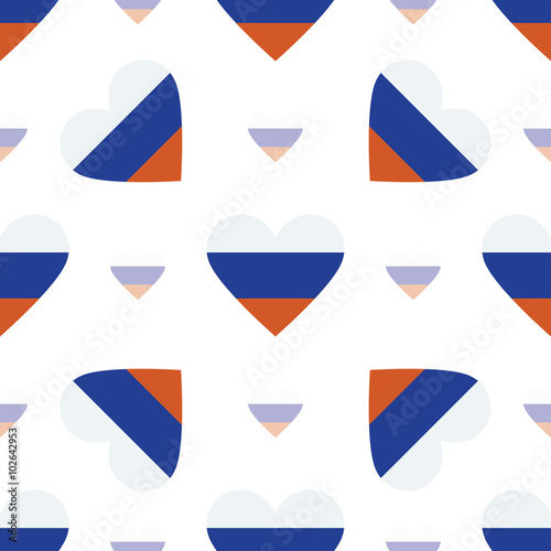 Russia flag heart seamless pattern. Patriotic Russia flag backgr