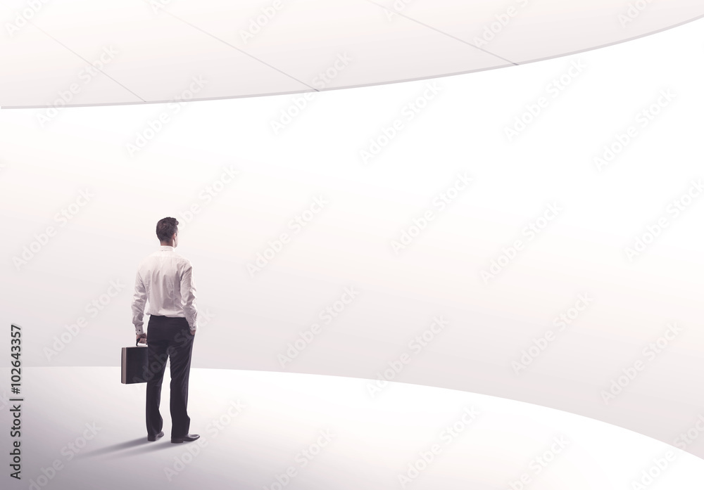 Salesman standing with his back concept Salesman standing with his back concept