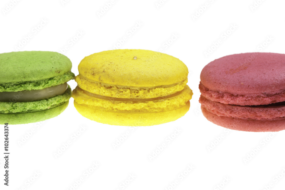 three macaroons isolated on white three macaroons isolated on white