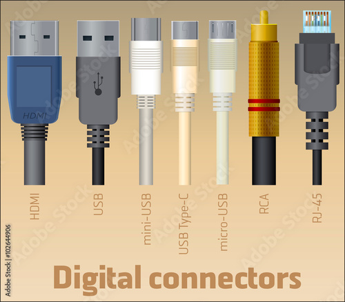 Set of digital connectors / Set of 7 types of digital connectors