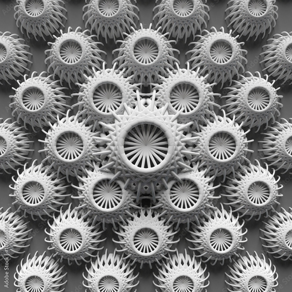 abstract backround, 3d rendered elements are forming a design with repeating ornaments
abstract backround, 3d rendered elements are forming a design with repeating ornaments