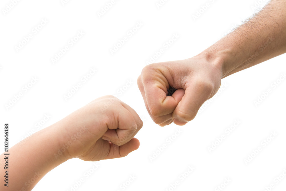 Fist vs punch. Generational clash concept Fist vs punch. Generational clash concept