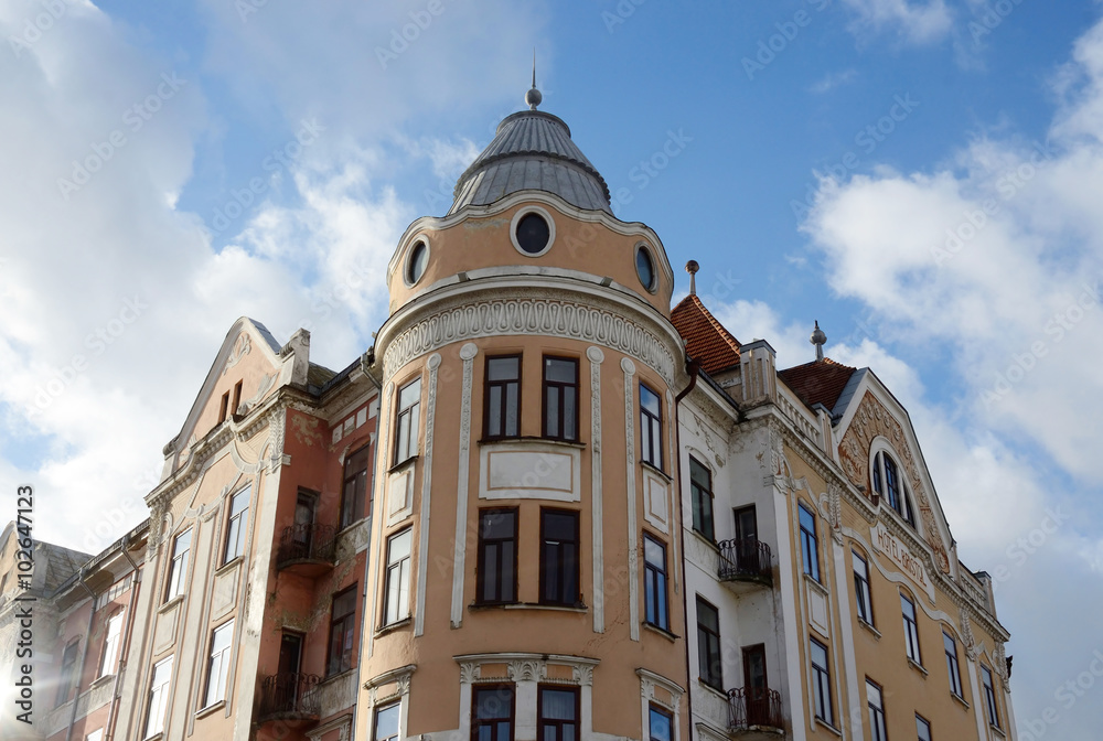 View of former Hotel Bristol in Chernivtsi,art nouveau style,Ukraine