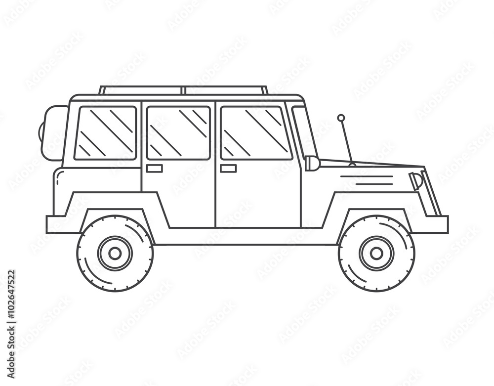 Suv Jeep Outline and Thin Line Icon