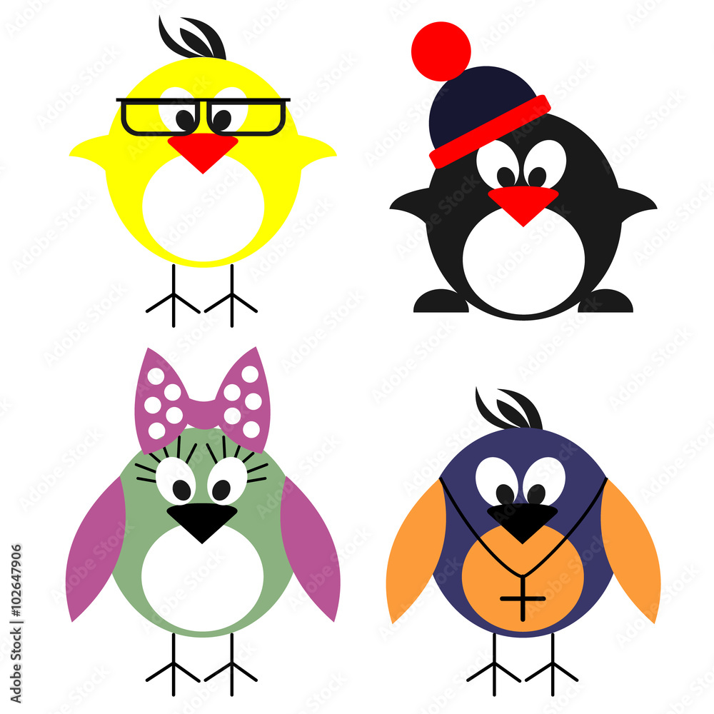 Set of vector illustrations of birds