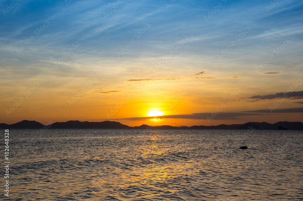 Andaman sea on sunset