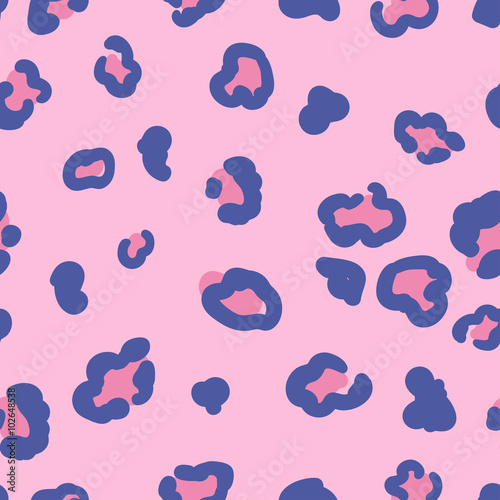 Leopard / cheetah seamless pattern. Texture of pink and purple leopard skin. Abstract animal background, vector illustration