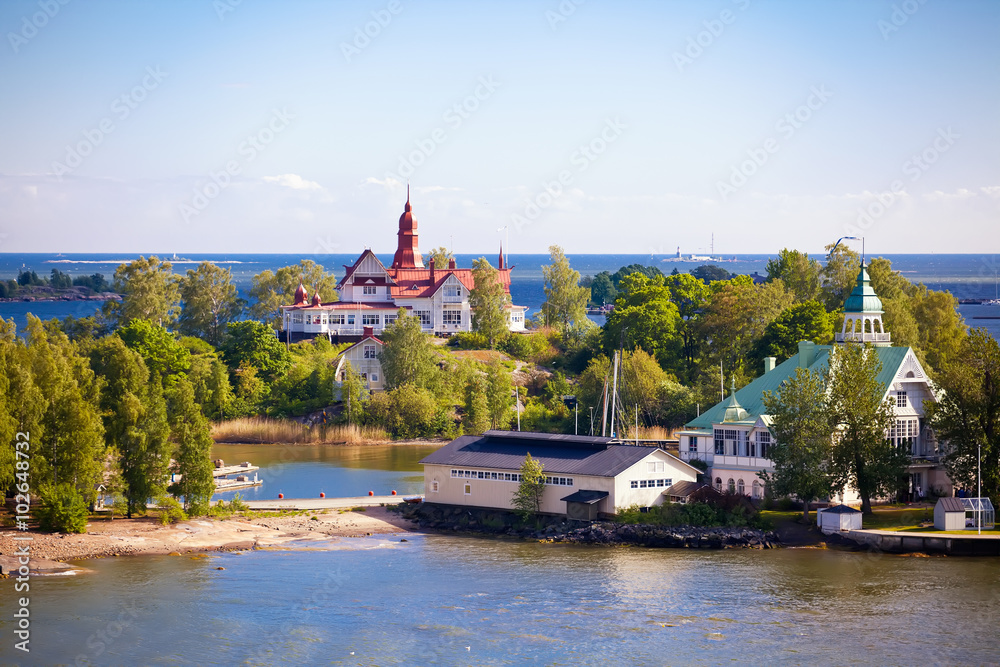Fototapeta premium Houses on island in Baltic sea