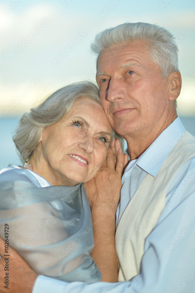 Elderly couple near river