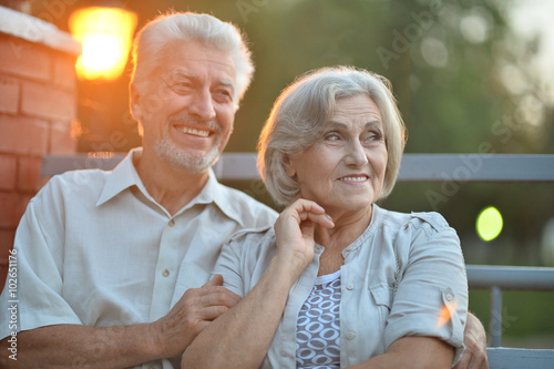 mature couple in summer park