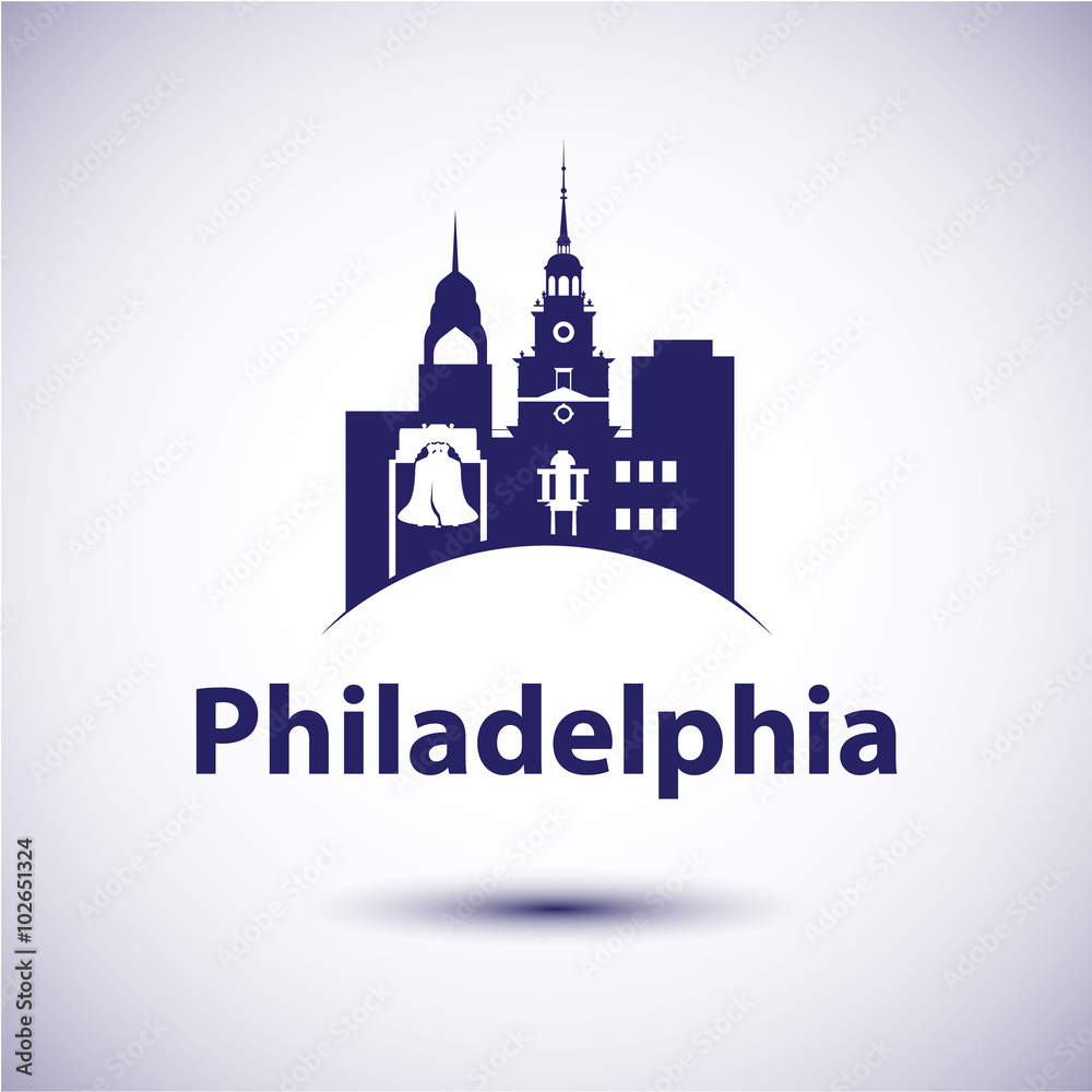 Philadelphia Pennsylvania city skyline silhouette.