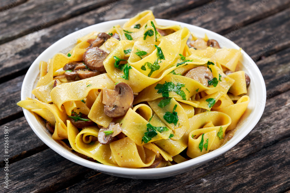 Pappardelle Pasta with mushrooms and other herbs Pappardelle Pasta with mushrooms and other herbs