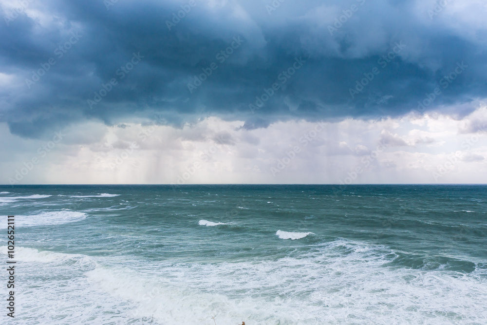 Storm in the Bay of climate change. Increased hurricane. 