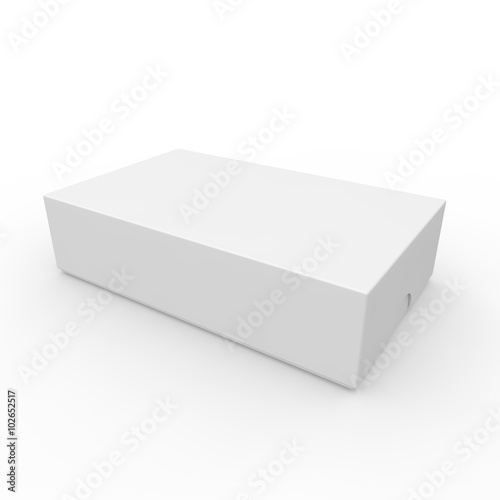 Closed white blank box. With a hole on the lid to open