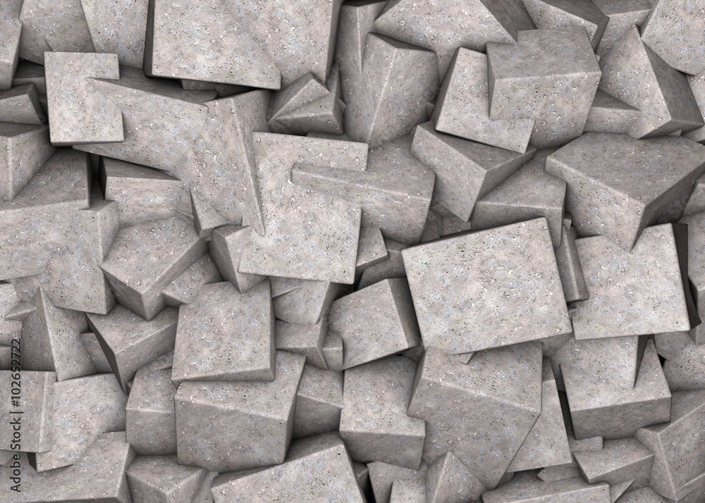 Abstract background broken concrete cubes - obrazy, fototapety, plakaty 