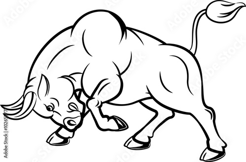 Illustration of angry bull with attacking pose