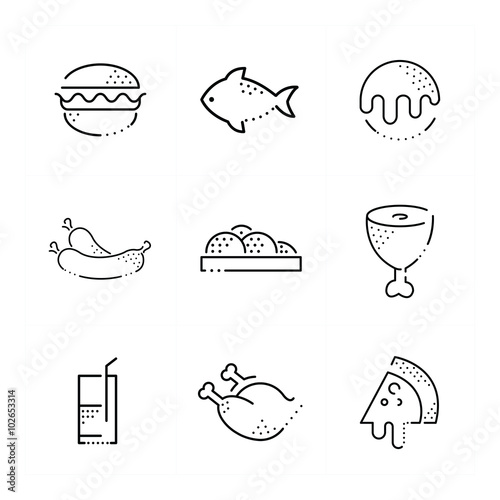 Foods line icon set