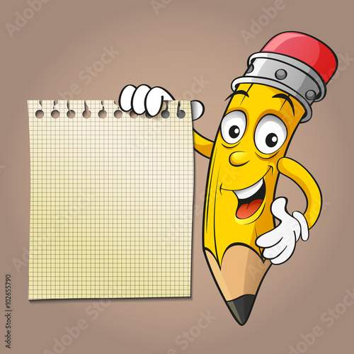 Pencil with a sheet of notebook