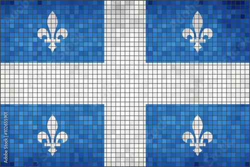 Flag of Quebec - Illustration, Quebec Canada flag, Canadian province flag, Abstract Mosaic Quebec Flag, Grunge mosaic flag of Quebec province, Abstract grunge mosaic vector