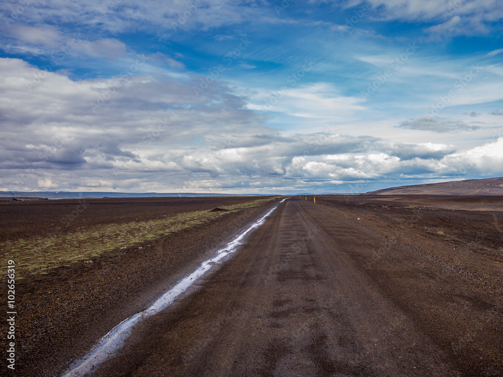 Typical Icelandic F-road in the central frozen desert of Iceland