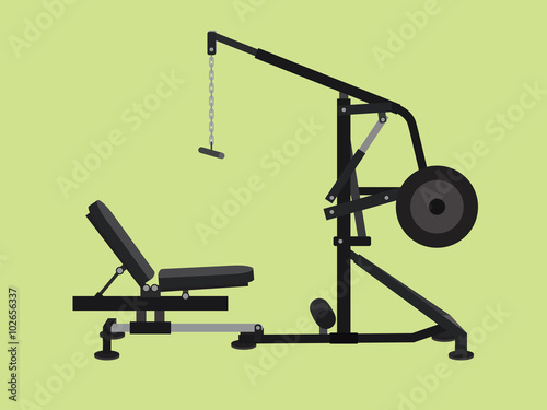 pull down machine isolated with green background 