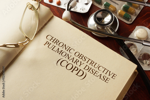 Book with diagnosis Chronic obstructive pulmonary disease (COPD). Medic concept. photo