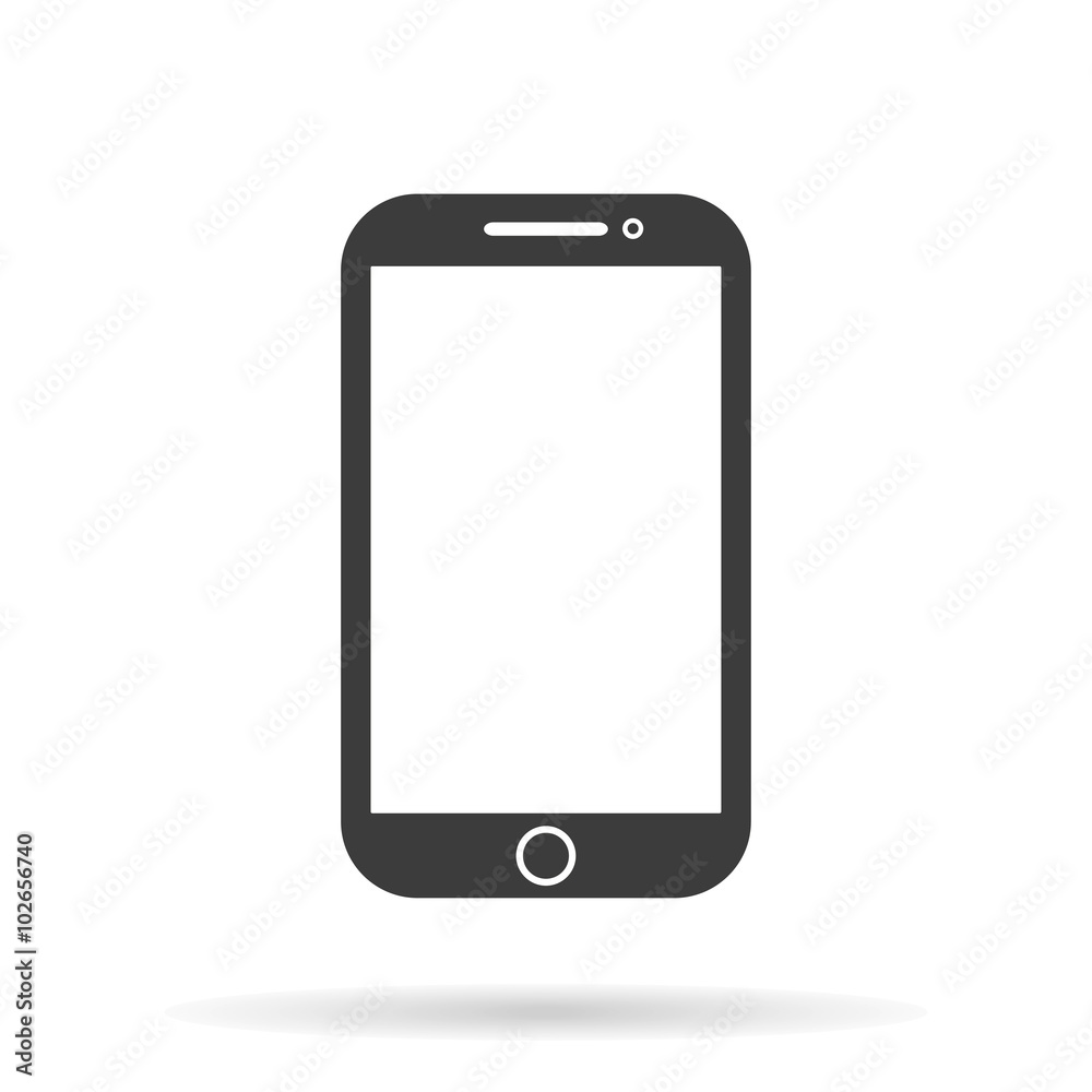 Icon smartphone, vector illustration with shadow on a white background Icon smartphone, vector illustration with shadow on a white background