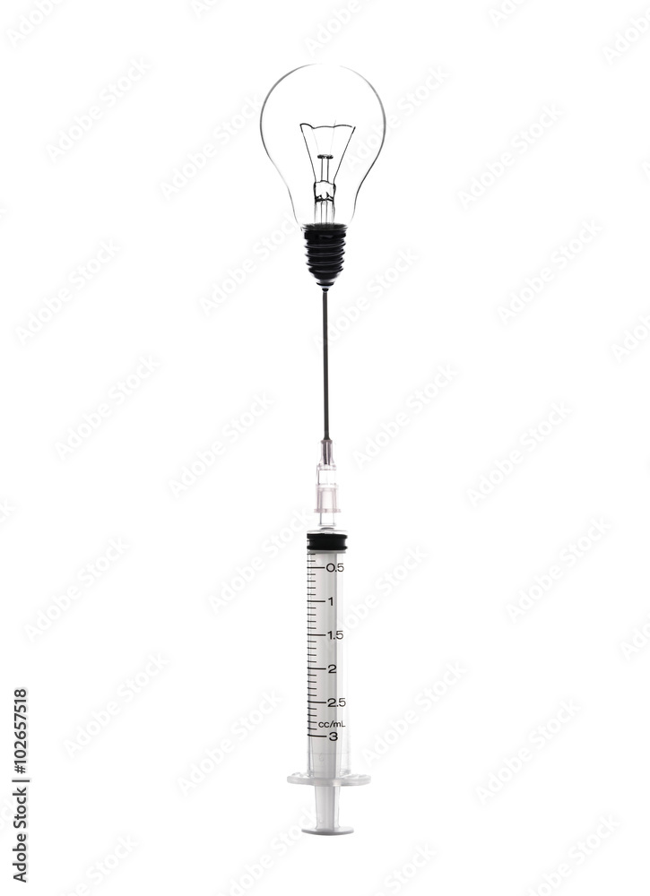 Syringe Medical equipment with light bulb, inject idea Syringe Medical equipment with light bulb, inject idea