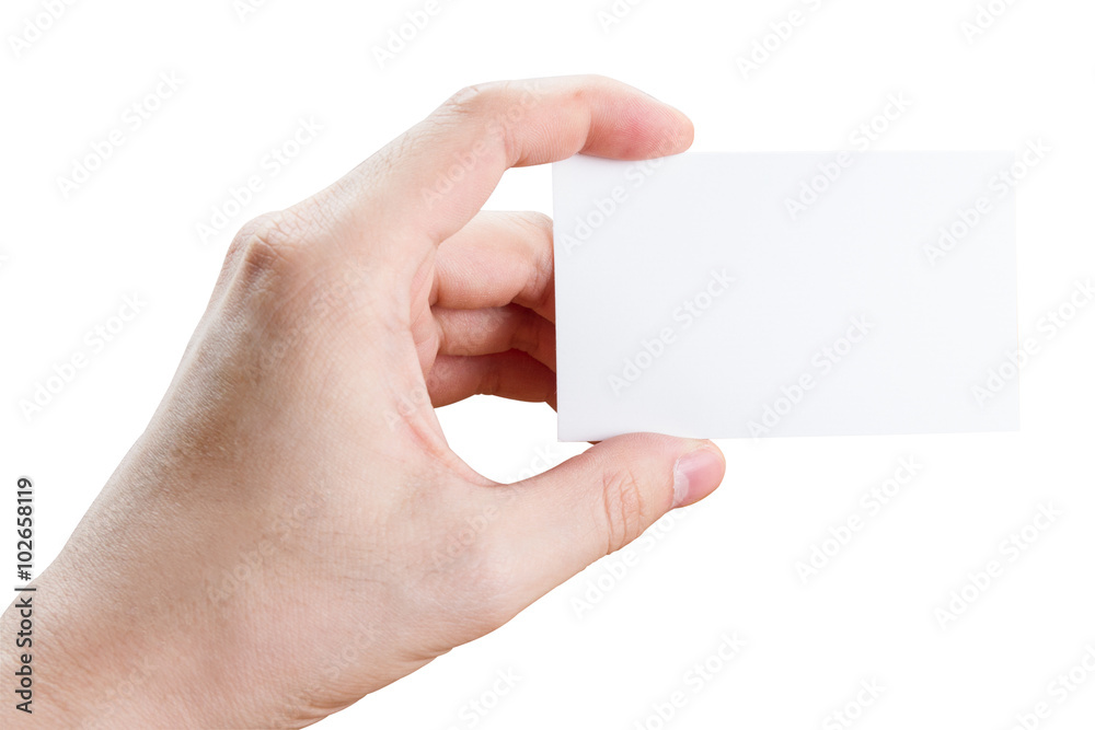 Obraz premium hand holding blank business card