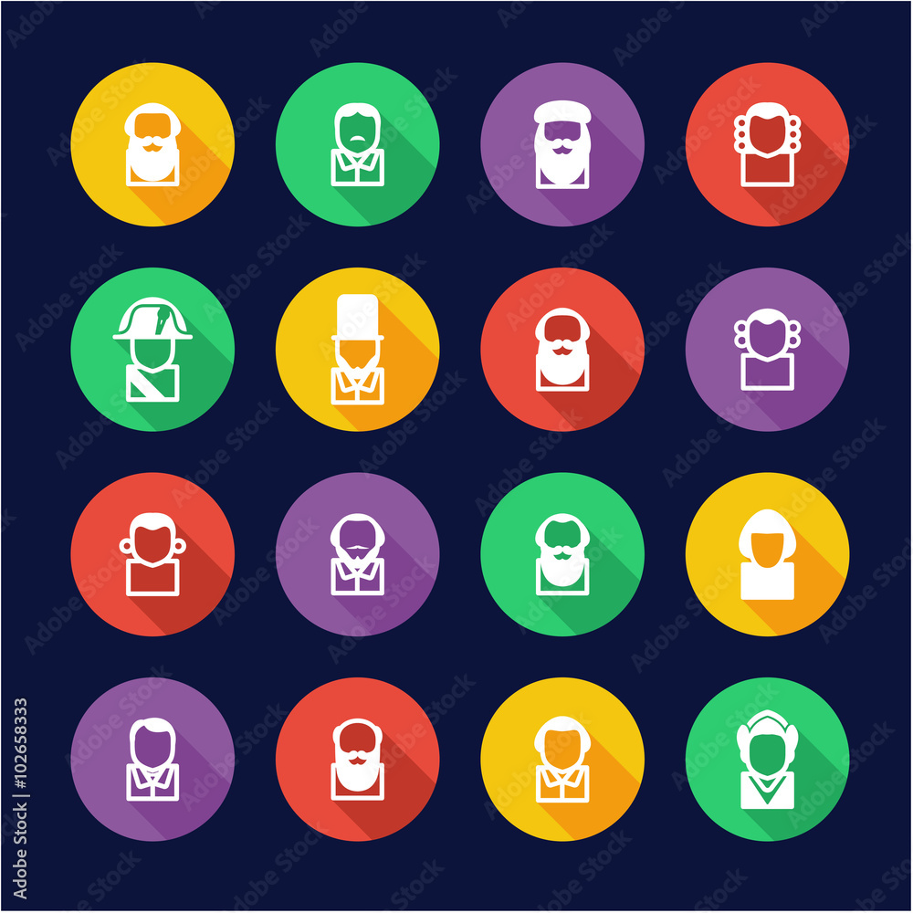 Avatar Icons Historical Figures Flat Design Circle Avatar Icons Historical Figures Flat Design Circle