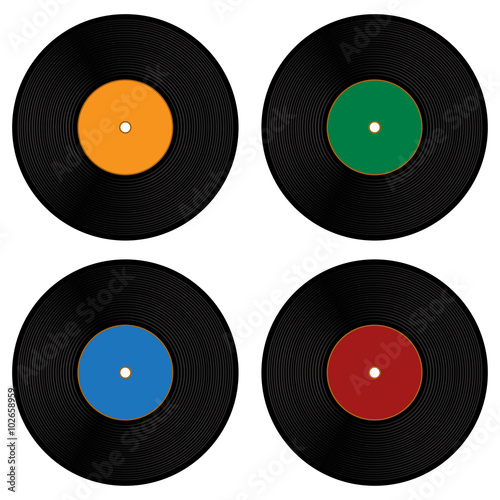 Set of vinyl record isolated