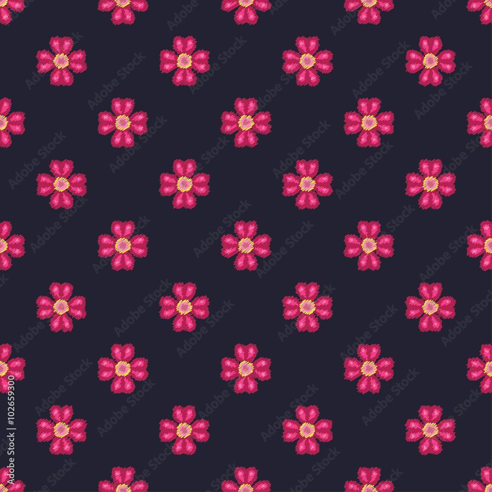 Seamless vector background with decorative flowers