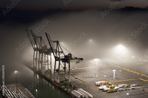 Cargo cranes in Auckland Sea Port