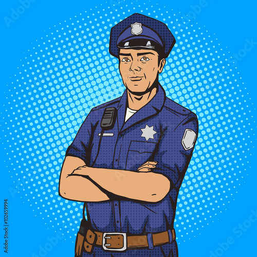 Policeman pop art style vector illustration
