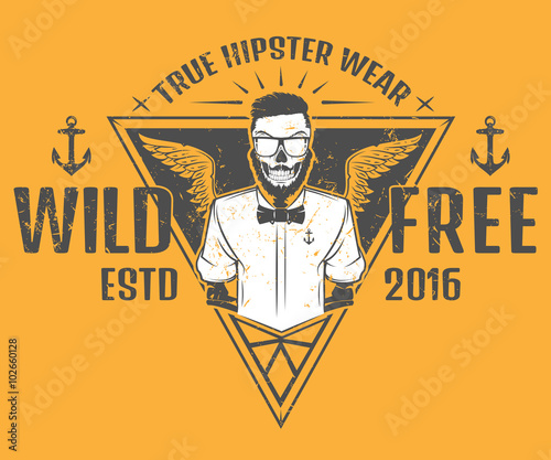 Free and wild hipster style design of print for T Shirts
