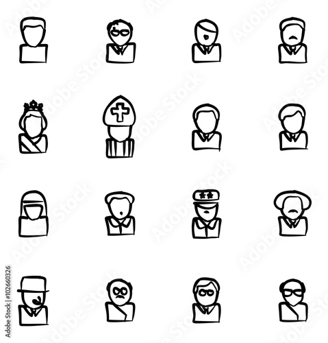 Avatar Icons 20th Century Historical Figures Freehand 