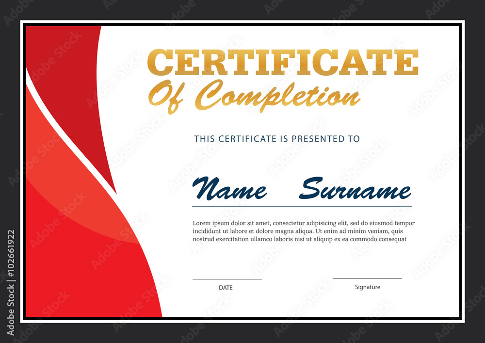 Fototapeta premium certificate template,diploma layout,A4 size ,vector