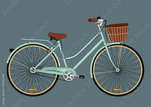 Vintage city bicycle with a basket