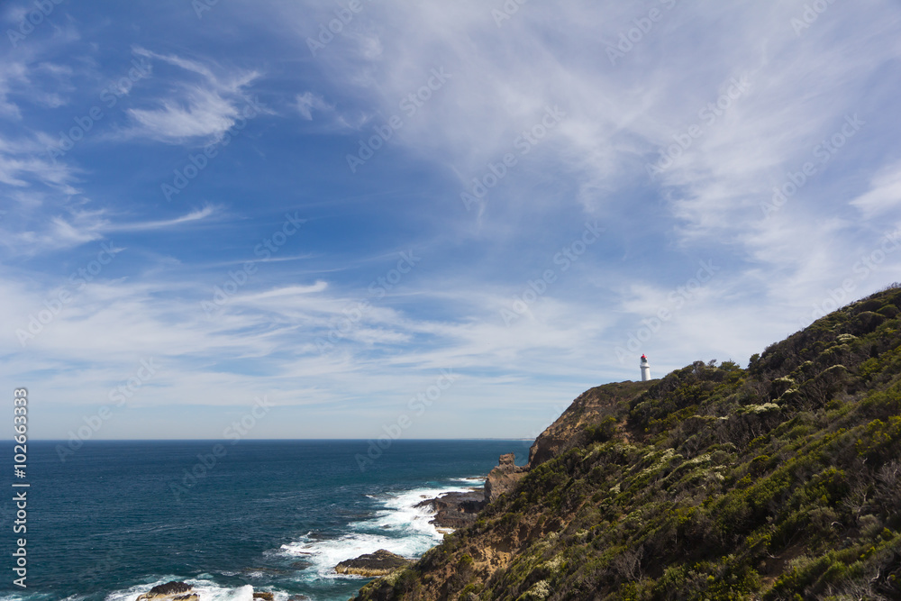 Cape Schanck Lighthouse with blue skies