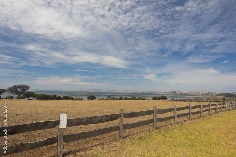 Wooden fence in farm on Philip Island
