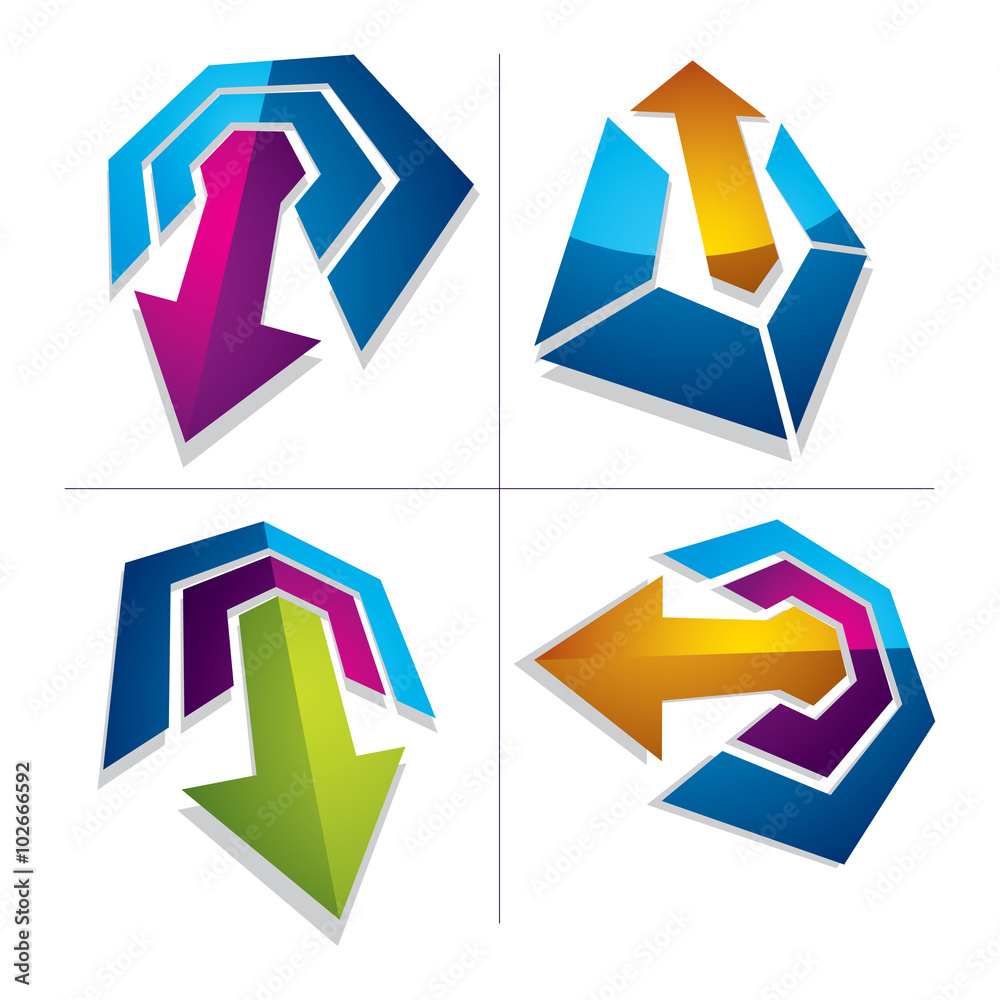 custom made wallpaper toronto digitalThree-dimensional graphic elements collection with simple arrows