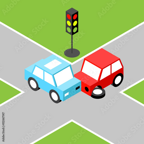 Car accident isometric