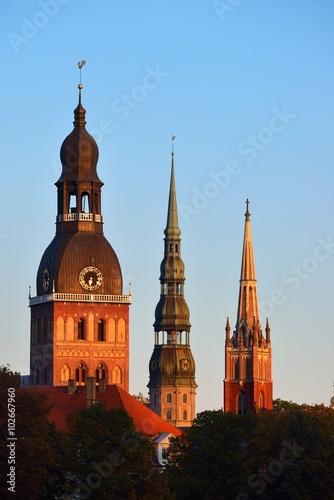 Latvian church towers in Riga
