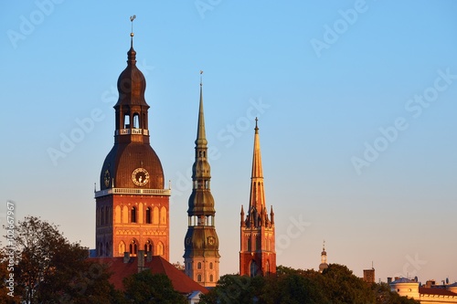 Latvian church towers in Riga