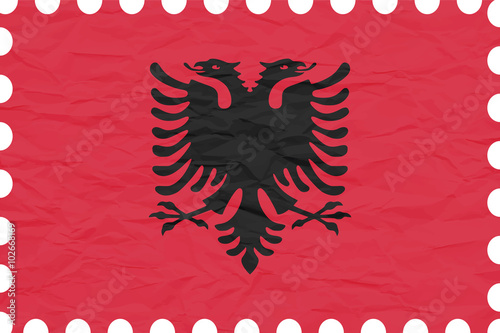 wrinkled paper albania stamp