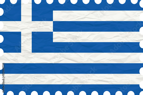 wrinkled paper greece stamp
