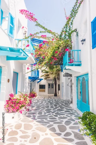 Obraz Piękna architektura w stylu santorini i grecji