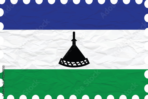 wrinkled paper lesotho stamp
